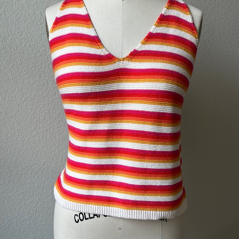 marine layer womens finley sweater tank sunset stripe size L $88